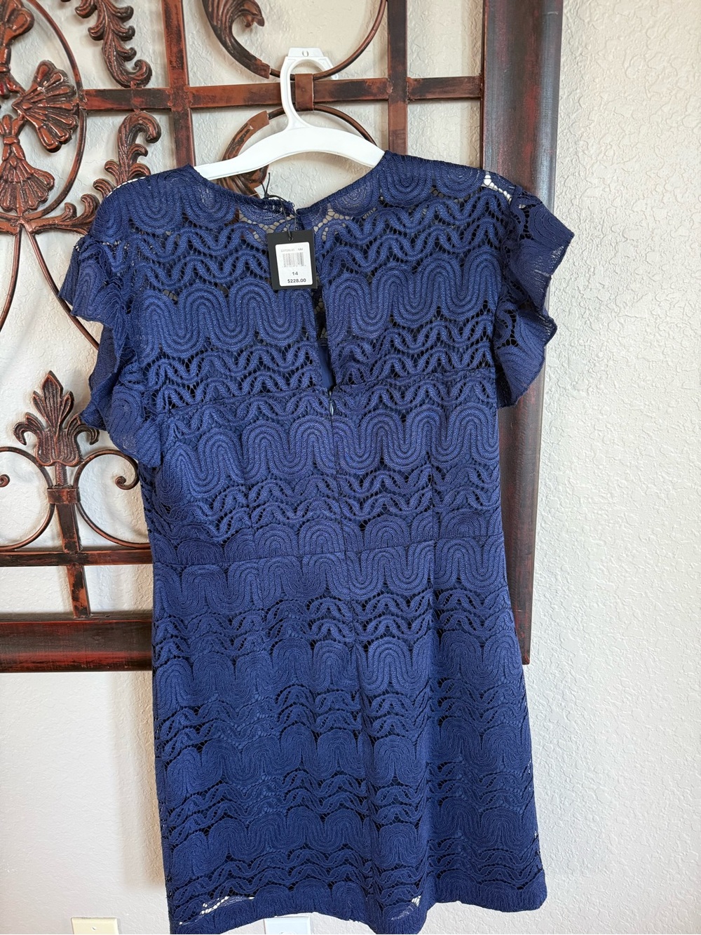 Women's Lace Shift Dress - Navy